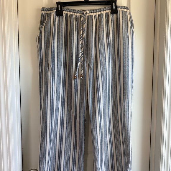 Soho Apparel Blue and White Striped Trousers - Picture 2 of 4